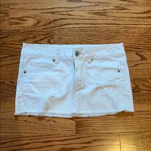 White denim ripped skirt